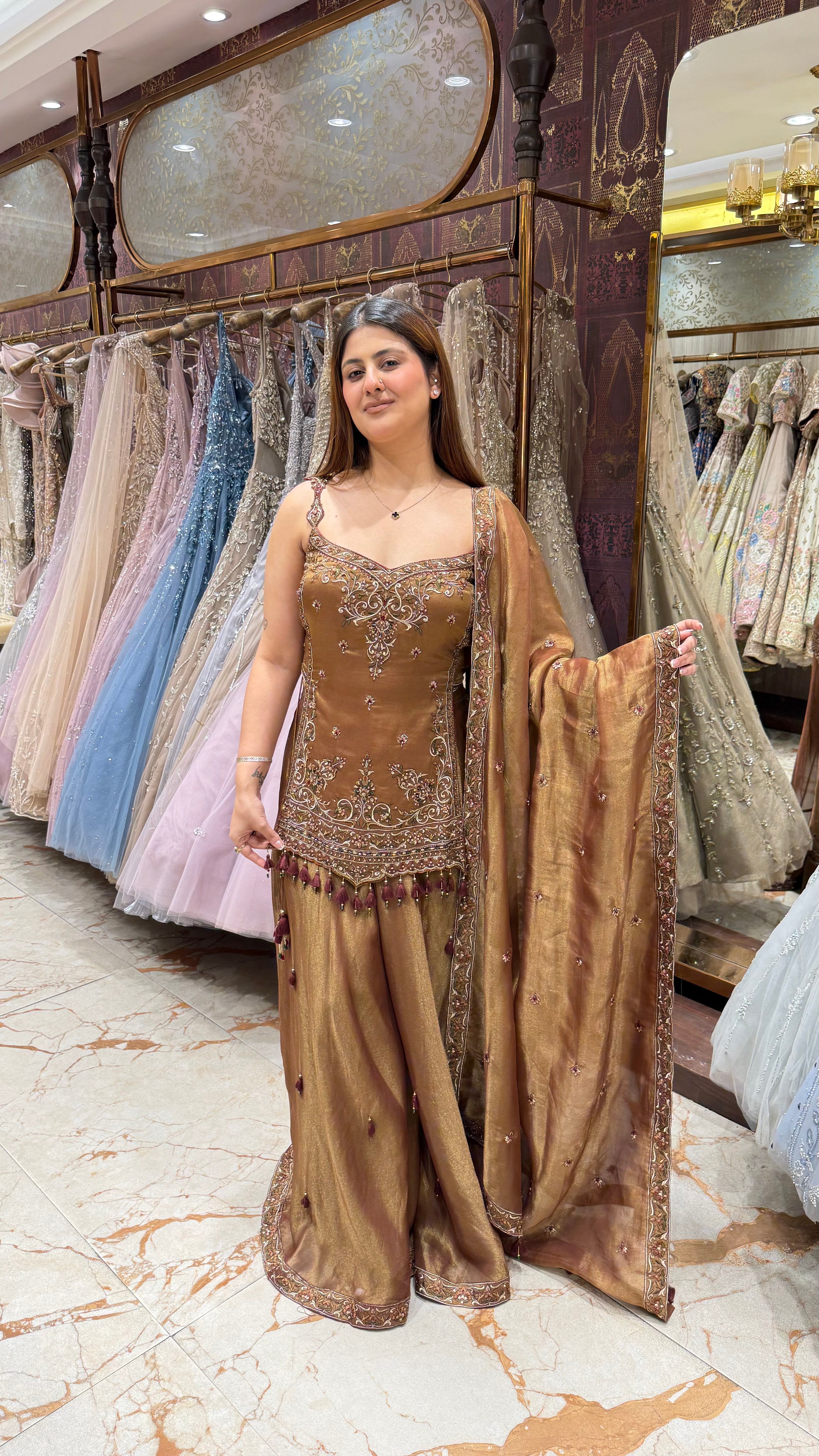 MASTAANI BRONZE INDOWESTERN SHARARA SET