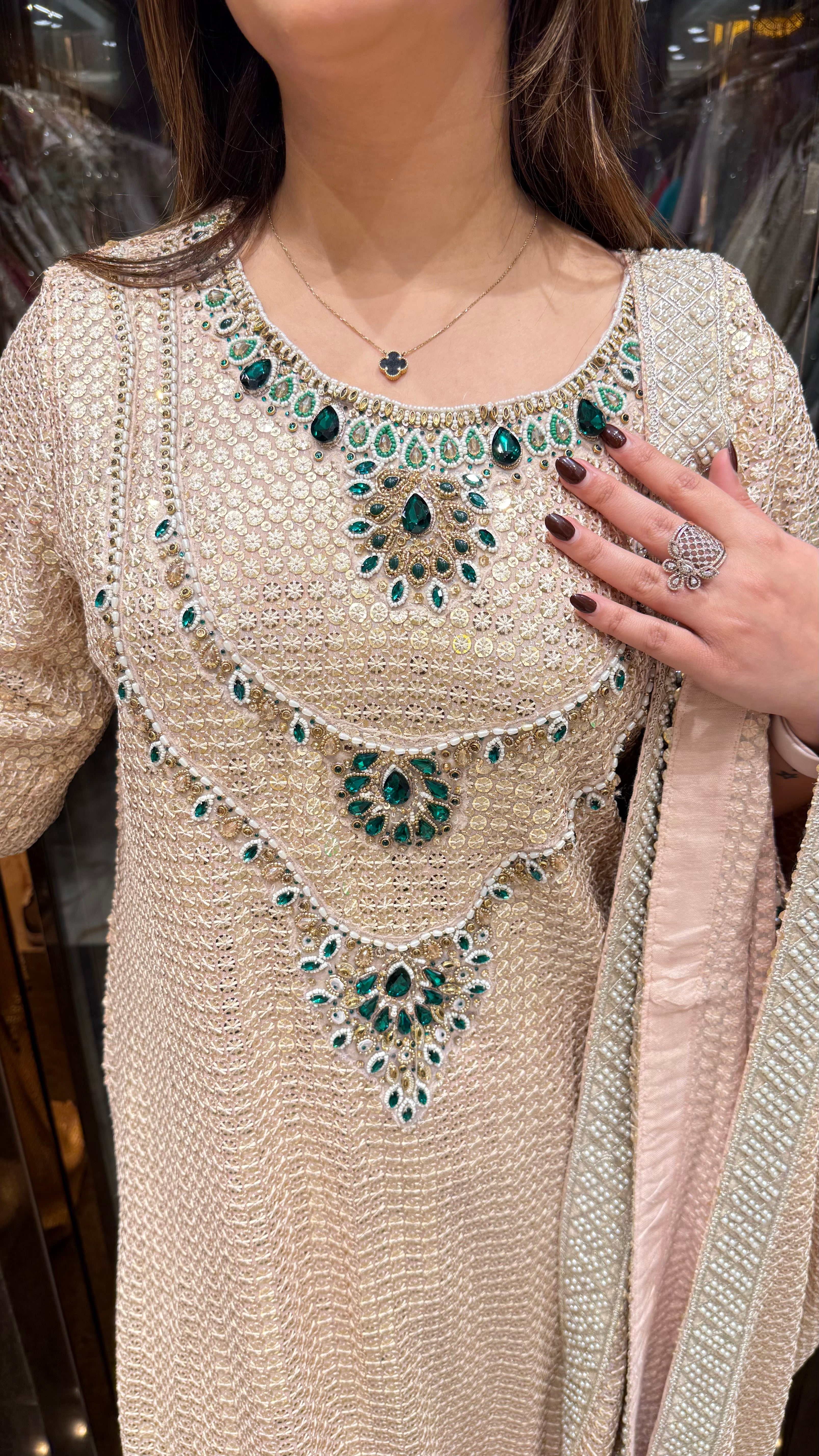 Kyra Sequin Suit with Designer Neckline