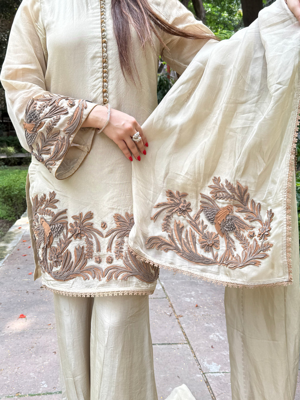 DESERT PALM ORGANZA UNSTITCHED SUIT