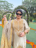 Shimmer tissue colourblock designer unstitched suit