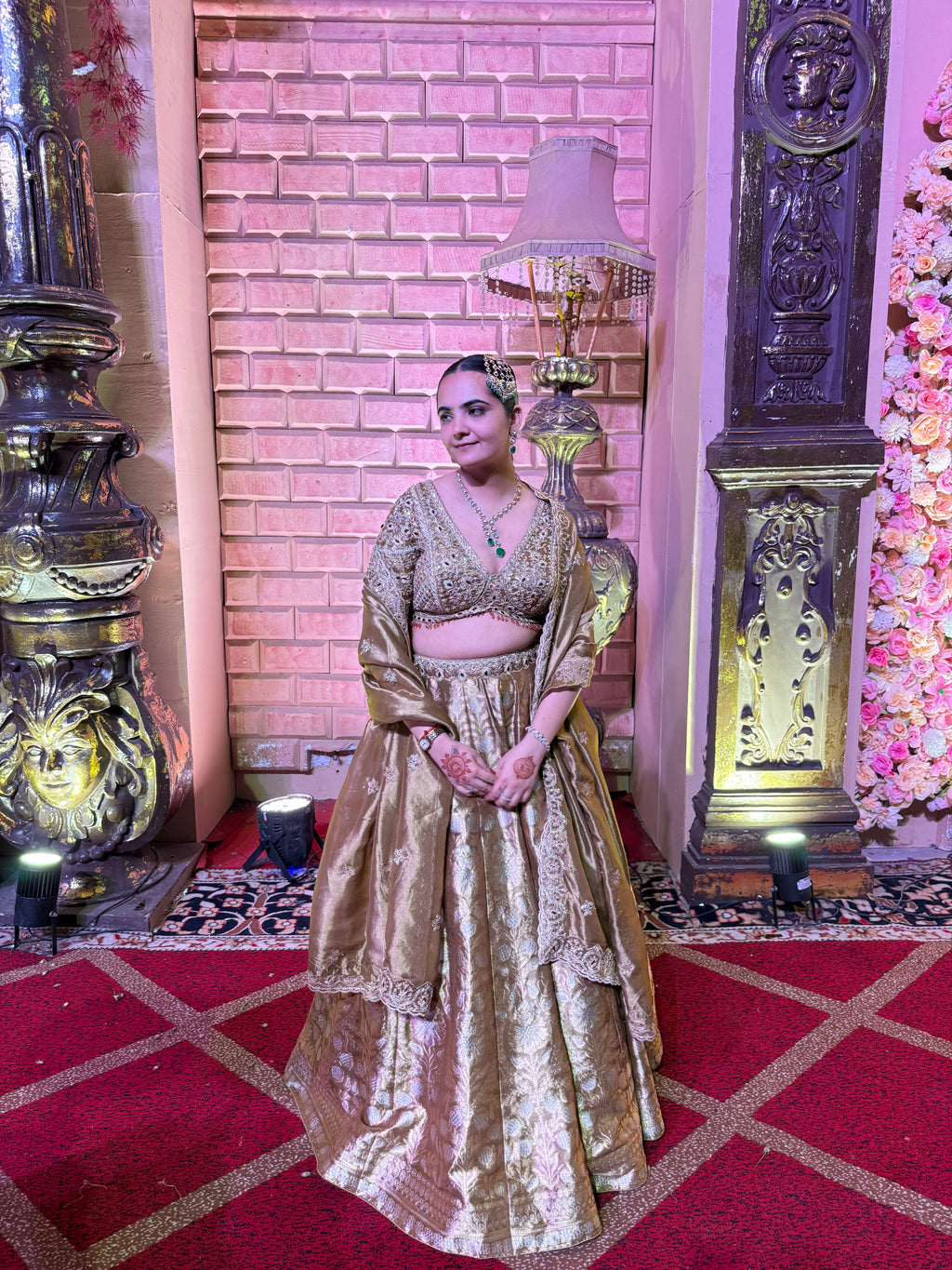 Gold Handwork Banarasi Lehenga