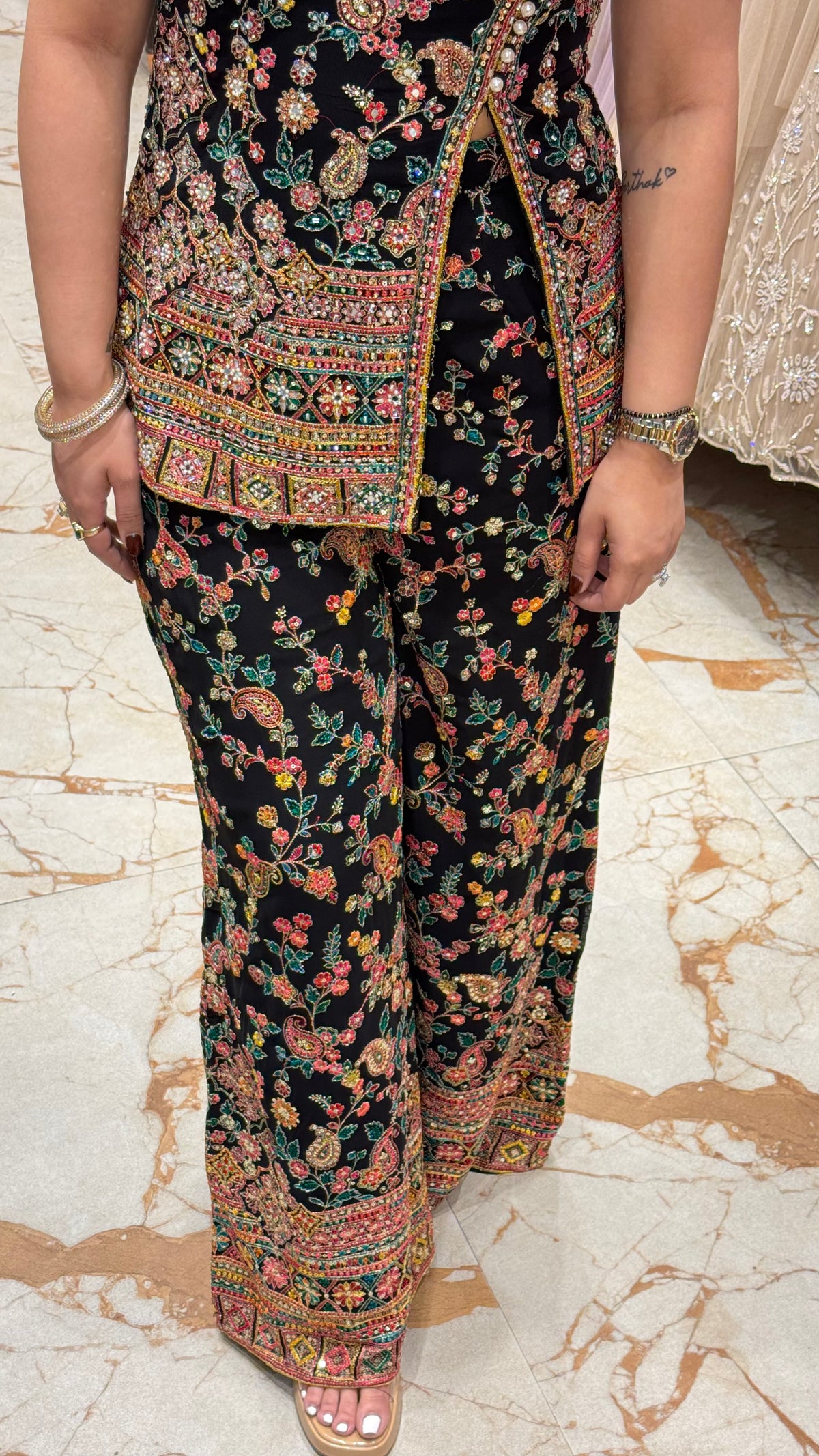 FLORET ONE SHOULDER INDOWESTERN PANT SET