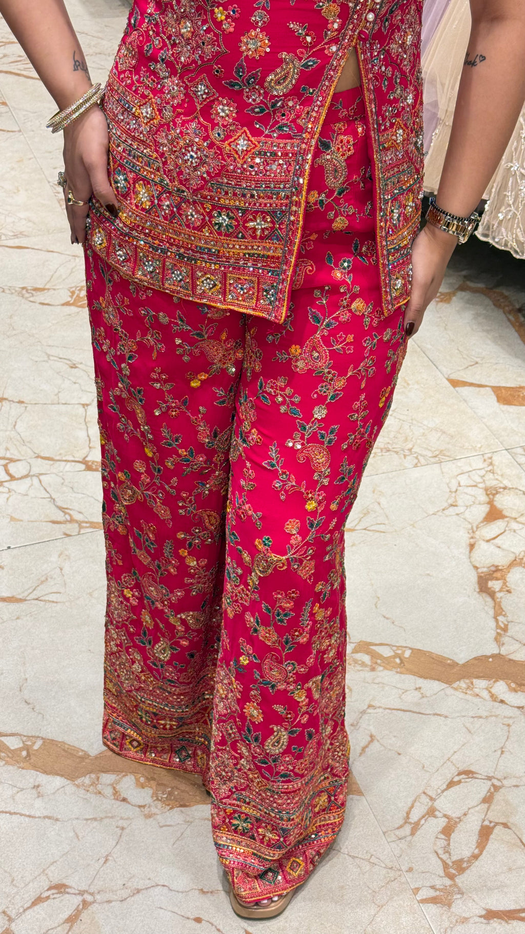 FLORET ONE SHOULDER INDOWESTERN PANT SET