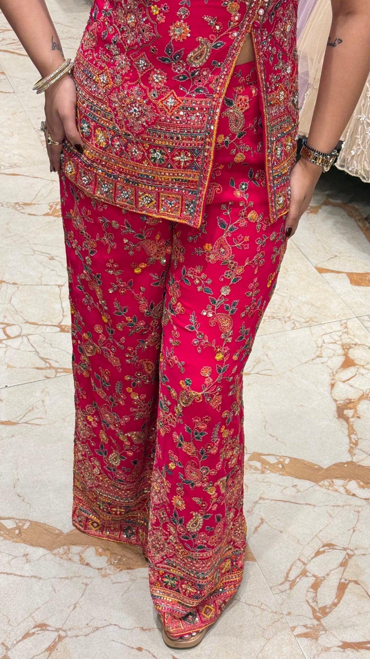 FLORET ONE SHOULDER INDOWESTERN PANT SET
