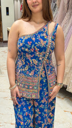 FLORET ONE SHOULDER INDOWESTERN PANT SET