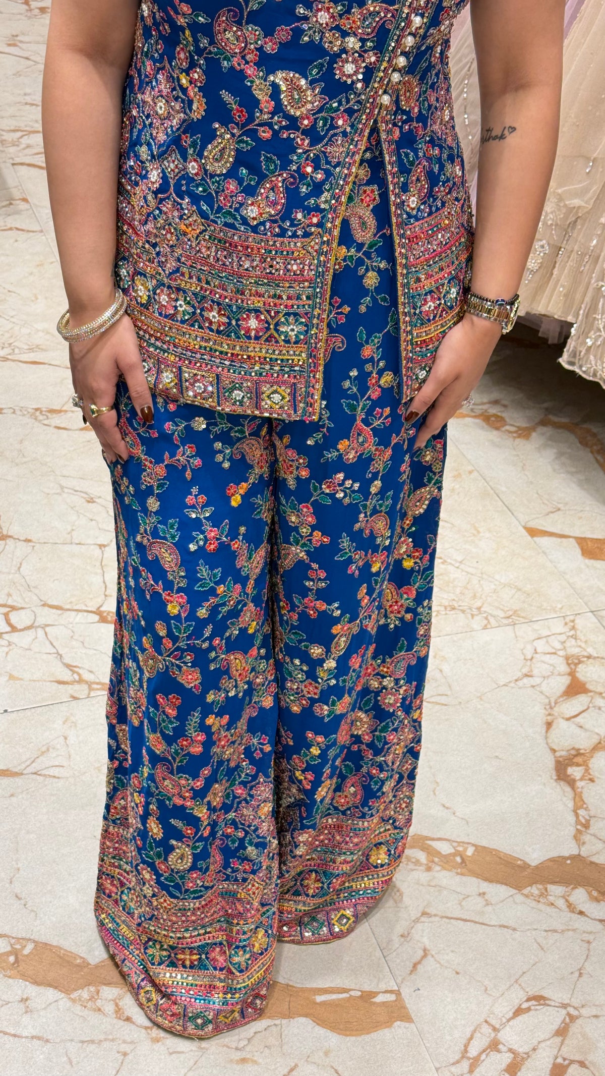 FLORET ONE SHOULDER INDOWESTERN PANT SET