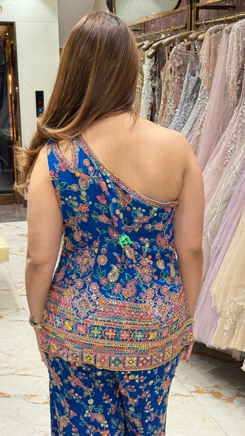 FLORET ONE SHOULDER INDOWESTERN PANT SET