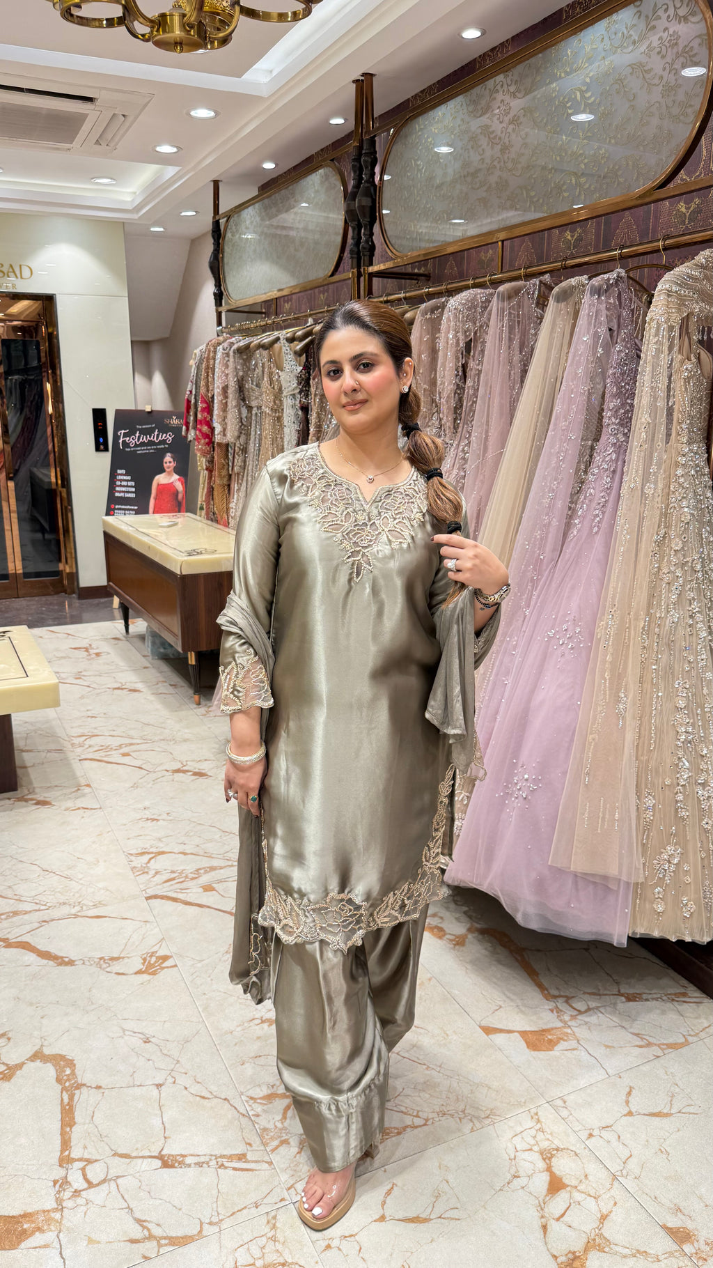 DILKASH APPLIQUE FARSHI SALWAR SUIT