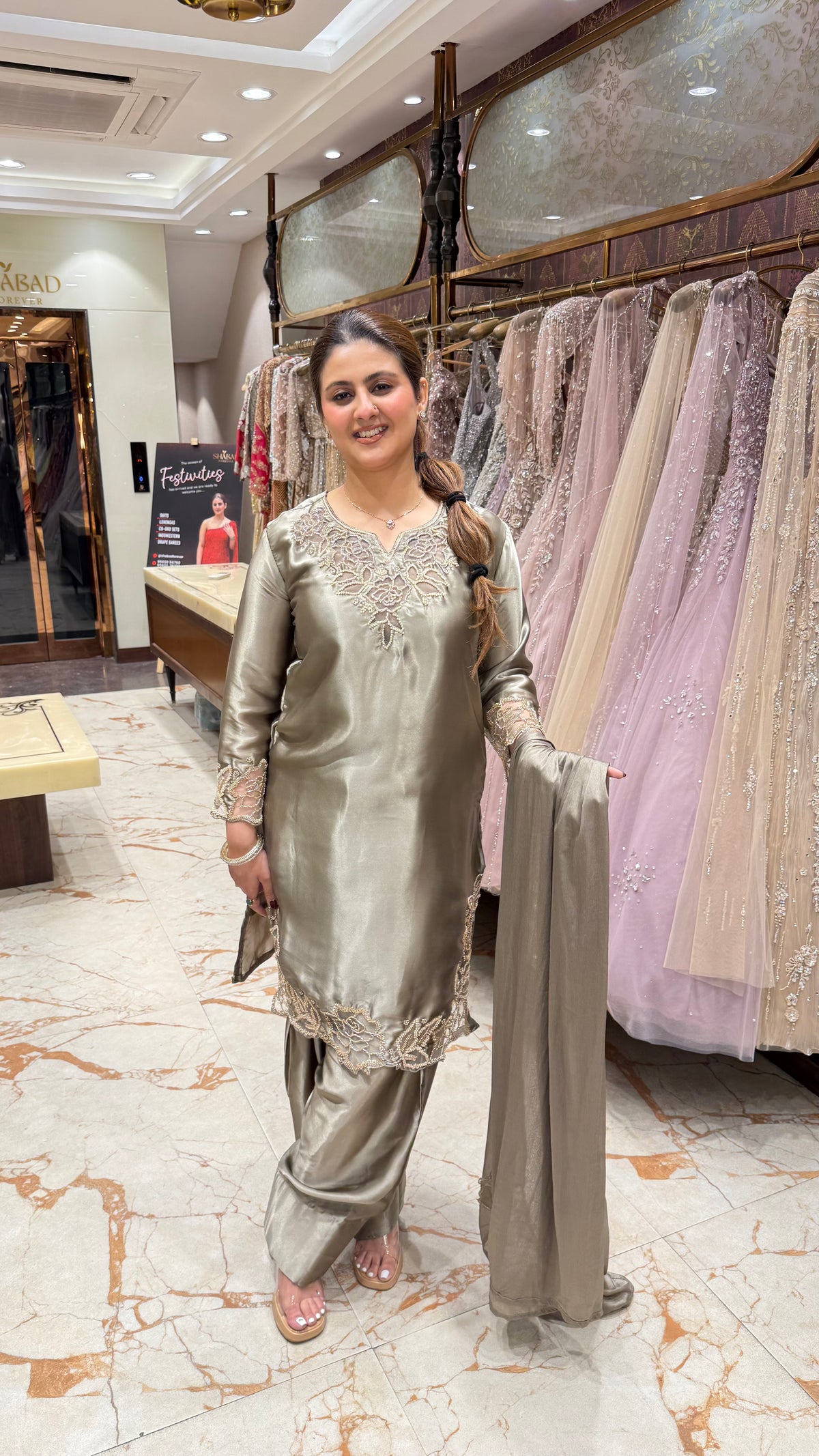 DILKASH APPLIQUE FARSHI SALWAR SUIT