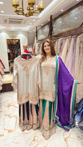SAANJH - CONTRAST HEAVY HAND EMBROIDERED SHARARA SUIT
