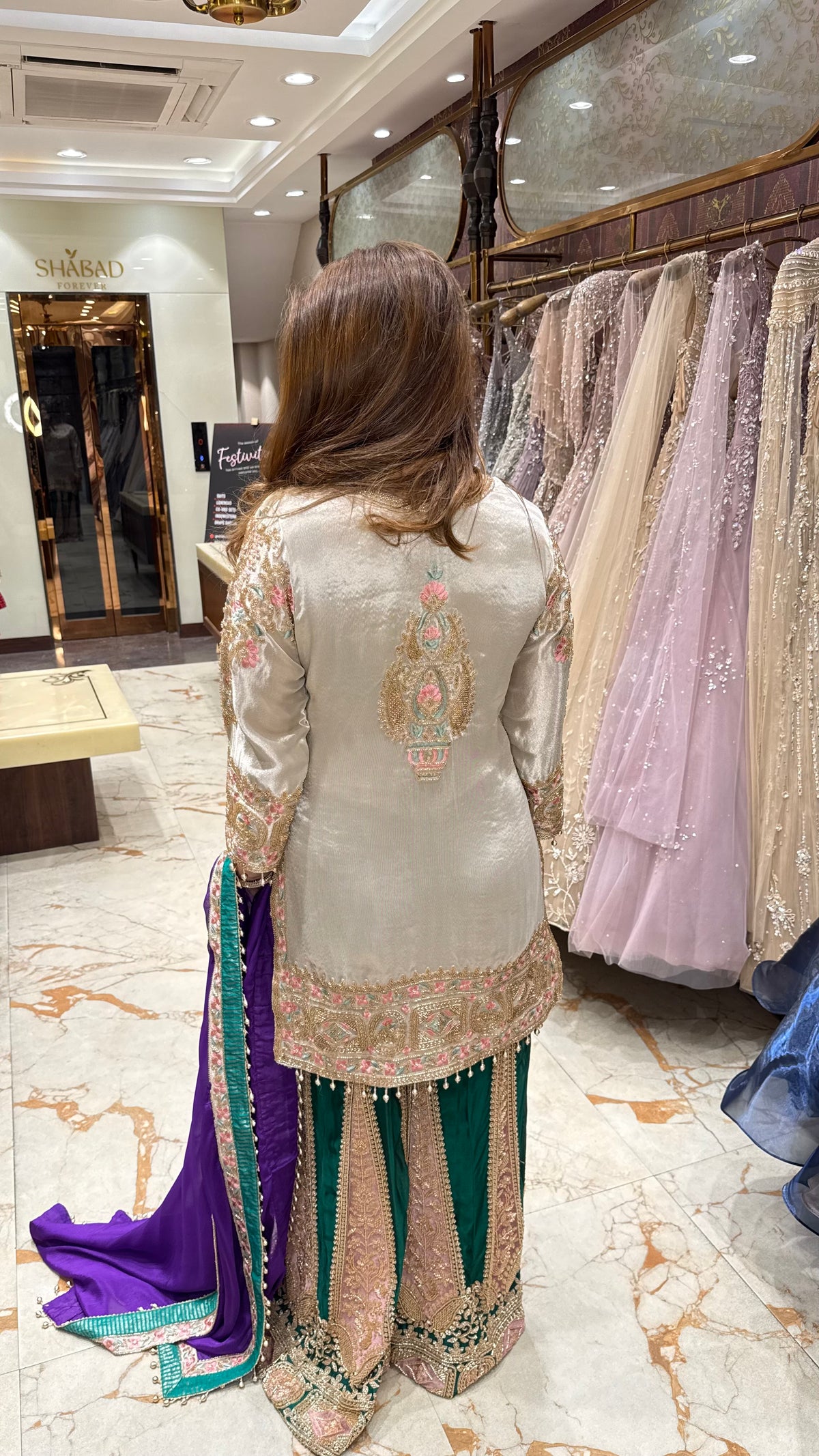 SAANJH - CONTRAST HEAVY HAND EMBROIDERED SHARARA SUIT