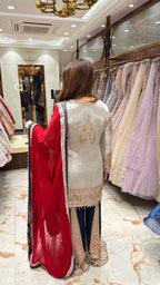 SAANJH - CONTRAST HEAVY HAND EMBROIDERED SHARARA SUIT