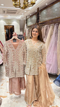 ZARIYA TISSUE SHARARA SET WITH PEARL DETAILING