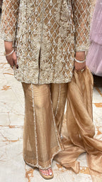 ZARIYA TISSUE SHARARA SET WITH PEARL DETAILING