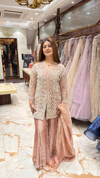 ZARIYA TISSUE SHARARA SET WITH PEARL DETAILING