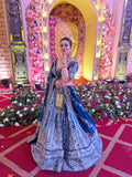 Blue Handwork Blouse Banarasi Lehenga