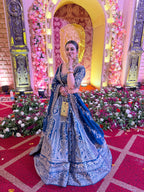 Blue Handwork Blouse Banarasi Lehenga