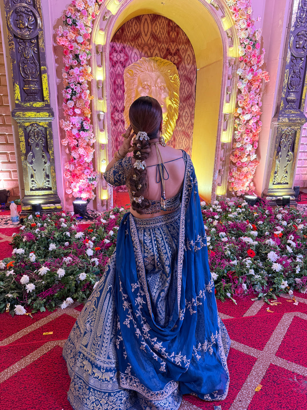 Blue Handwork Blouse Banarasi Lehenga