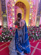 Blue Handwork Blouse Banarasi Lehenga