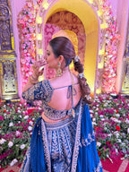 Blue Handwork Blouse Banarasi Lehenga