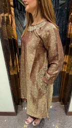 Brocade Suit With Handwork Neckline
