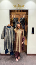 Brocade Suit With Handwork Neckline