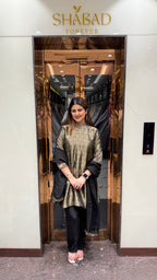 Brocade Suit With Handwork Sleeve And Neckline