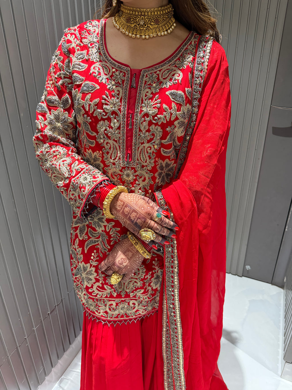 Designer Heavy Sharara Handwork Suit
