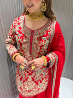 Designer Heavy Sharara Handwork Suit