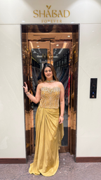 Gold Corset Top with Drape Skirt & Dupatta