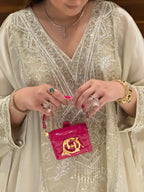 Ivory handwork short kaftan with farshi salwar