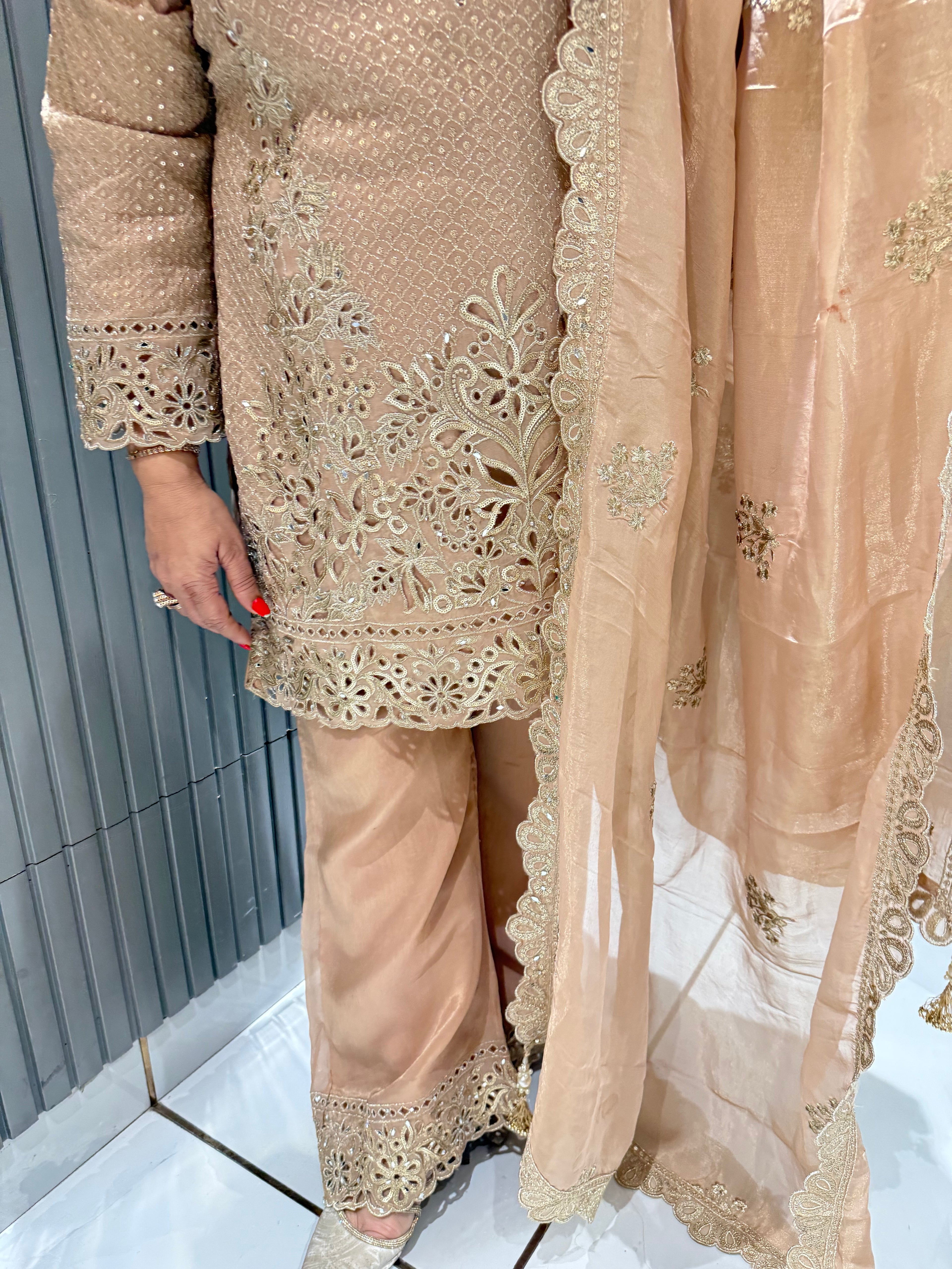 Laser Cut Work Suit With Pants