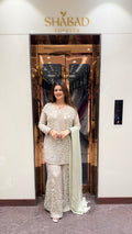 Pastel Grey Full Handwork Sharara Suit