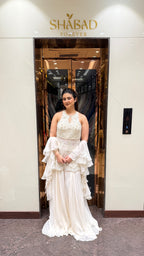 Pearl With Sequence & Katdana Hand Embroidered Halter Neck Sharara Suit