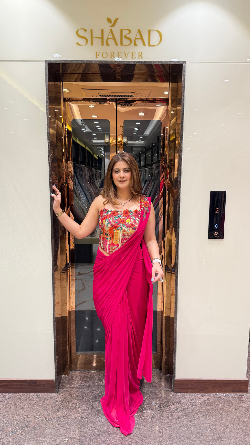 Pink Corset Drape Saree