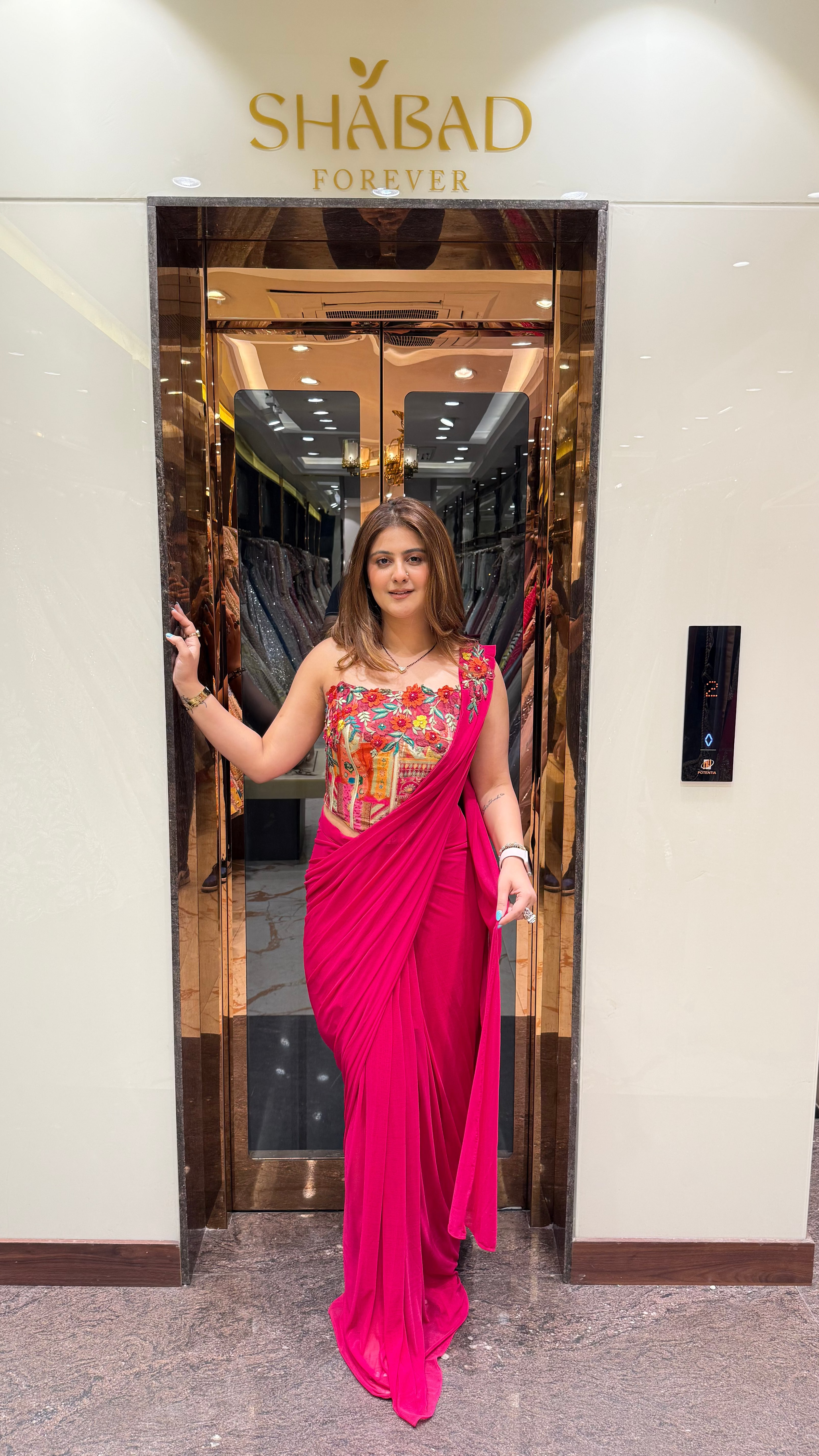 Pink Corset Drape Saree
