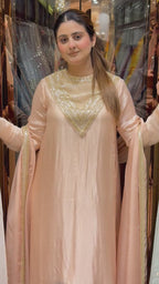 Hamza Churidaar sleeve designer neckline long sharara suit
