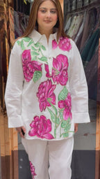 FUSCHIA FLORAL HANDPAINT COORDSET