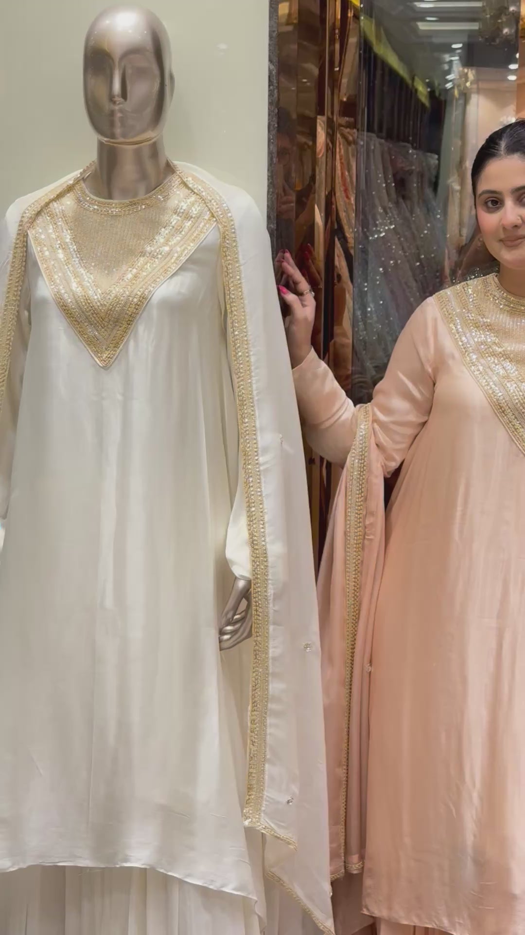 Hamza Churidaar sleeve designer neckline long sharara suit