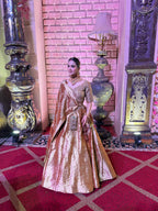 Rust Handwork Banarasi Lehenga