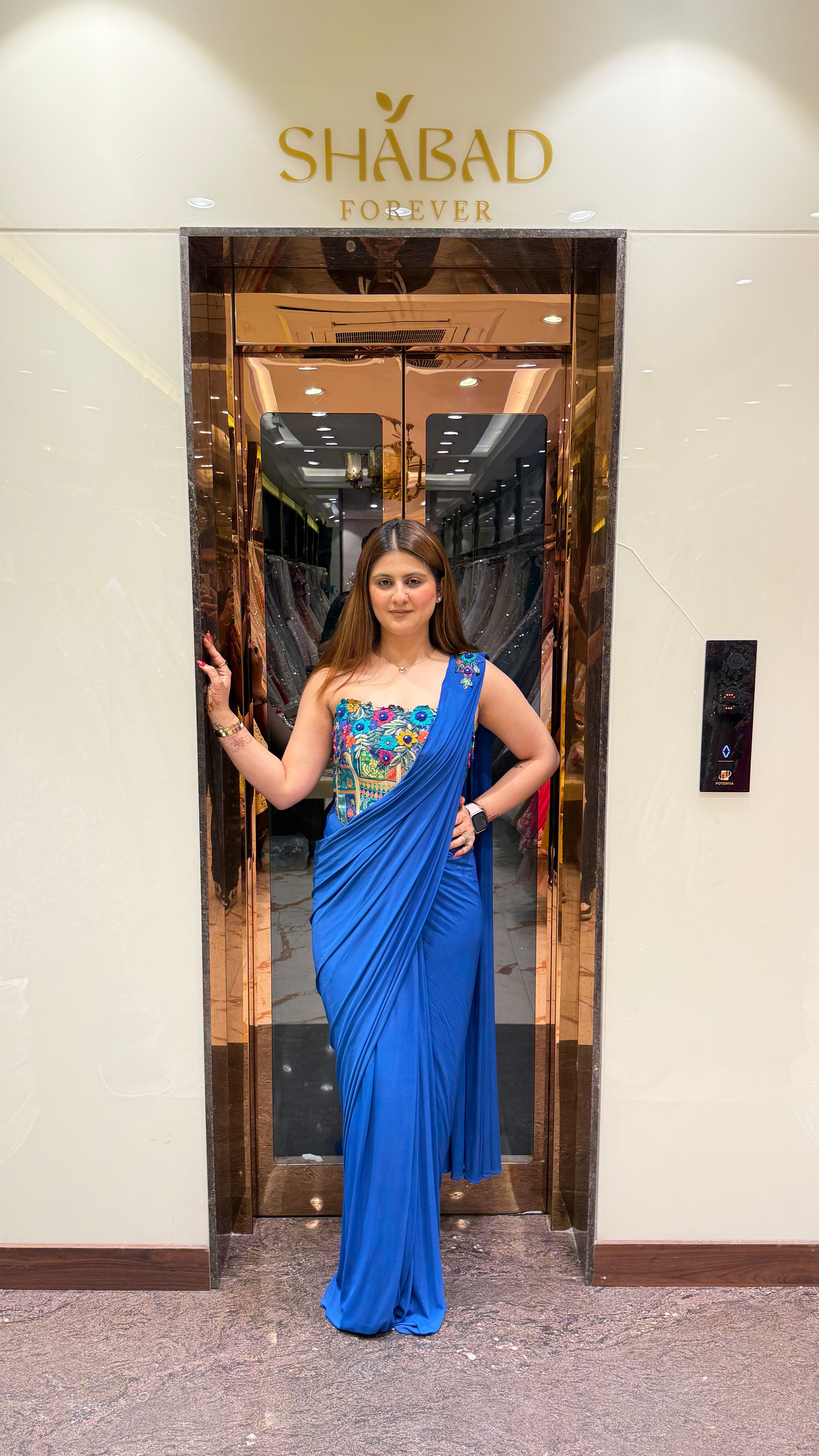 Thread Embroidered Corset Drape Saree