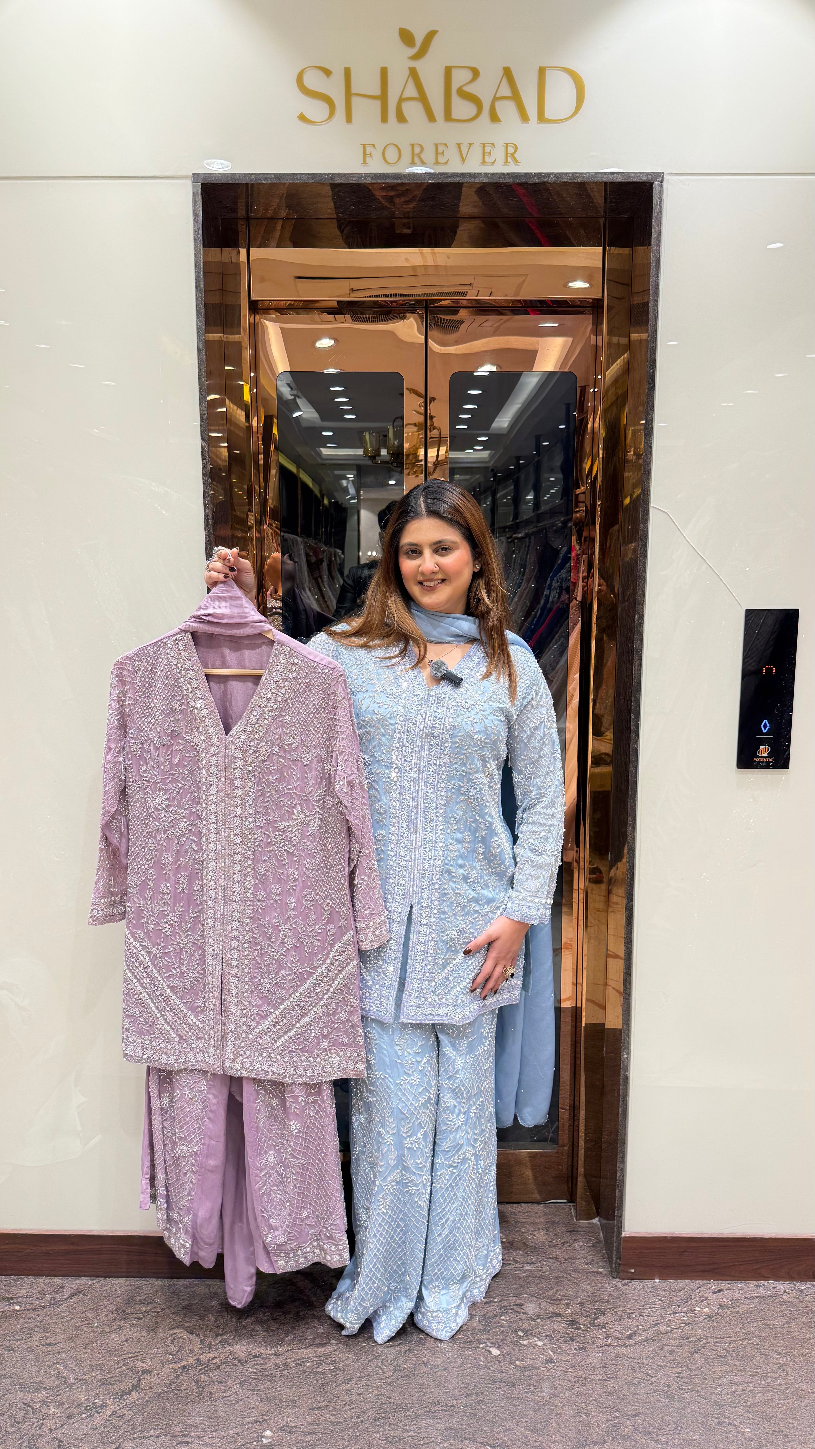 Front Cut Chinon Pearl & Katana Handwork Suit